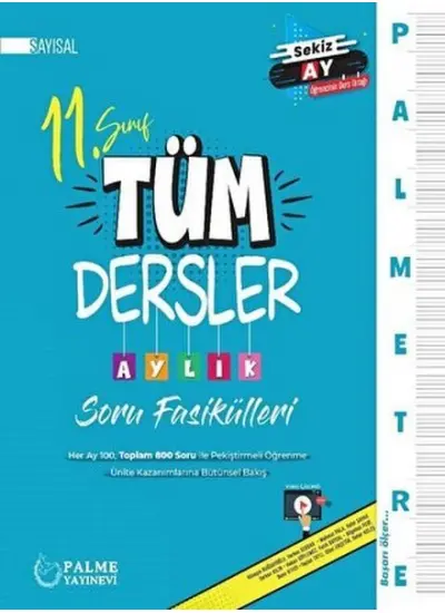 Palmetre 11. Sınıf Sayısal Tüm Dersler Aylık Çalışma Fasikülleri  (4022)