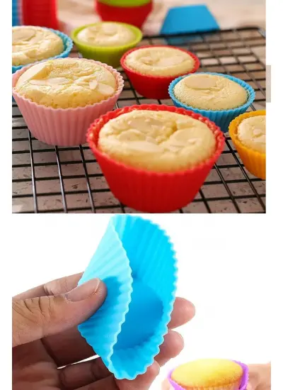 6 Adet Yıkanabilir Mini Tırtıklı Muffin Kalıbı- Ribanalı Kek-Cupcake- Renkli Hamur Işi Kabı