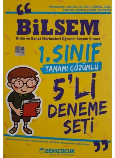 Zeki Çocuk Bilsem 1. Sınıf Tamamı Çözümlü 5` li Deneme Seti  (4022)