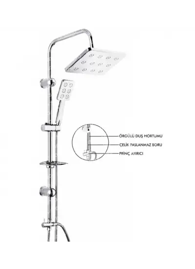 Robot Duş Seti Krom Dikdörtgen Çok Fonksiyonlu Yağmur Robot Duş Sistemi