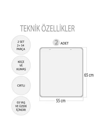 2 Set - 54 Parça  Sıradakini Biliyorum Yaz ve Kış Keçe Cırtlı Duvar Panoları , Eğitici Oyuncak