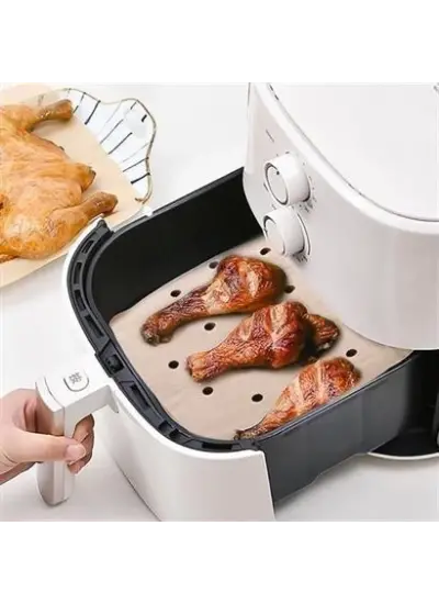 100 Adet Air Fryer Pişirme Kağıdı Tek Kullanımlık Hava Fritöz Yapışmaz Yağlı Kağıt Delikli  Model