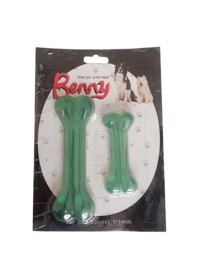 Benny Köpek Oyuncağı İkili Kemik 9 cm-14 cm Yeşil