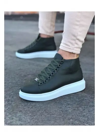 Haki Bağcıklı Sneakers  Yarım Bilek Bot