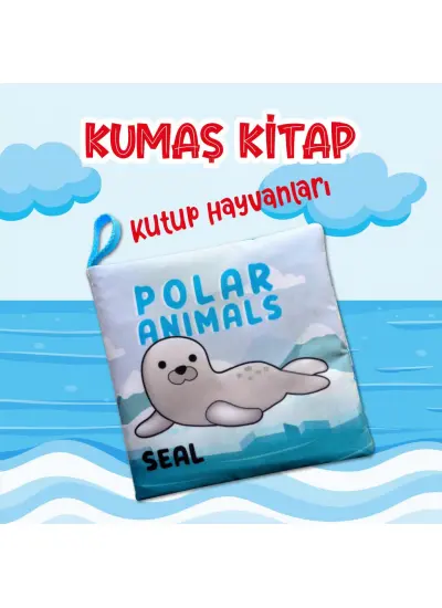 İngilizce Kutup Hayvanları Kumaş Sessiz Kitap