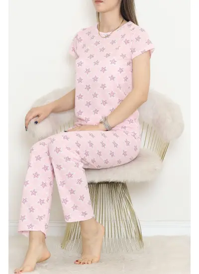 Desenli Pijama Takımı Pembelibeyaz