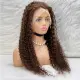 Afro Dalga Front Lace Gerçek Tül Peruk / Koyu Kahve / 70/75cm