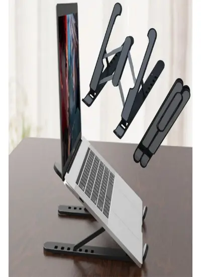 Katlanabilir Laptop Standı - Kaydırmaz Kademe Ayarlı Laptop Tablet Tutucu