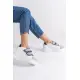 Bağcıksız Cırt Cırtlı Ortopedik Taban Kadın Sneaker Ayakkabı BT Beyaz/Gri