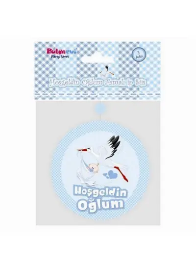 Hoşgeldin Oğlum Yazılı Baby Shower Partisi Asmalı İp Süs 3 Adet