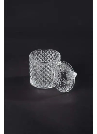 Kristal Desen Noktalı Şekerlik İşleme Kapaklı Çay Sunum 8 x 8 cm