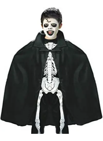 Siyah Renk Yakalı Halloween Pelerini 90 cm