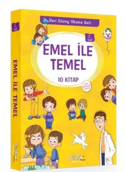 1. Sınıf Emel İle Temel Serisi - İleri Düzey Okuma Seti - 10 Kitaplık Set  (4022)