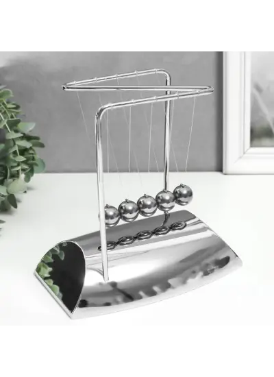 Krom Kaplamalı Newton Denge Topları - Newtons Cradle Metal Sarkaç