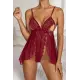 SİA Bordo Dantel Özel Tasarım Bodysuit Gecelik 15523