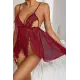 SİA Bordo Dantel Özel Tasarım Bodysuit Gecelik 15523