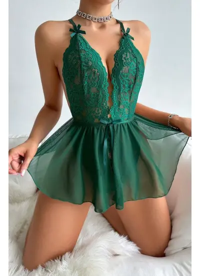 SİA Yeşil Sırtı Açık Etekli Babydoll 15095