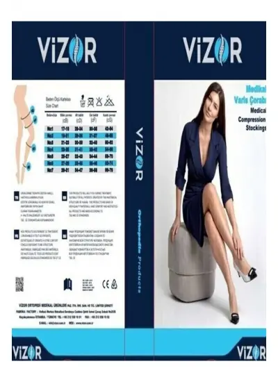 Vizor Comfort Seri Orta Basınçlı (23 - 32 Mmhg) Diz Altı Çorabı Siyah(burnu Kapalı)