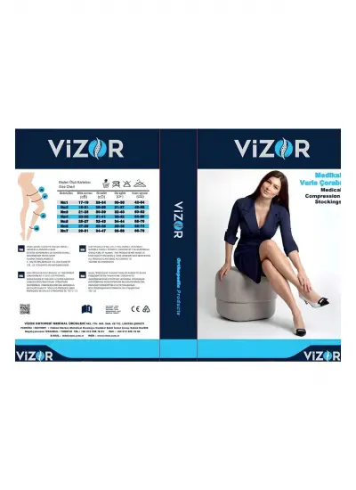 Vizor Comfort Seri Orta Basınçlı (23 - 32 Mmhg) Külotlu Çorabı Siyah(burnu Açık)