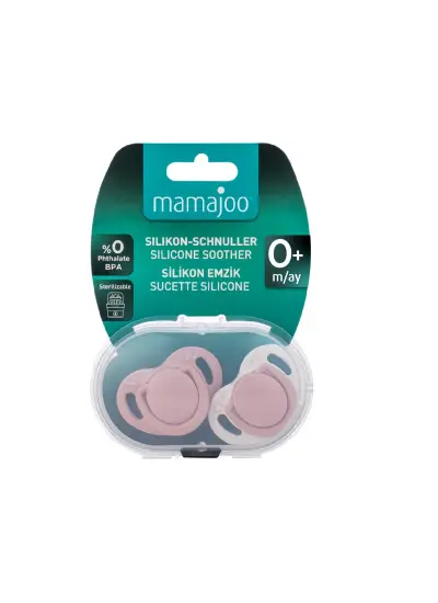 Mamajoo Sterilizasyon & Saklama Kutulu Powder Pink Desenli İkili Ortodontik Emzik / 0 Ay+