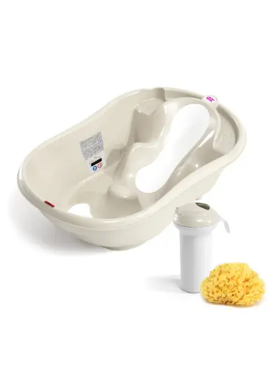 OkBaby Onda Evol Banyo Küveti & Bebek Duşu & Doğal Banyo Süngeri No.10 / K.Beyaz