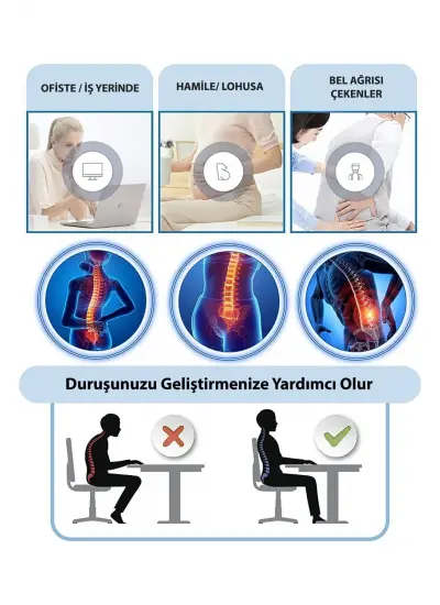 Ortopedik Ofis Sandalye Oto Araç Koltuk Bel Destek Yastığı