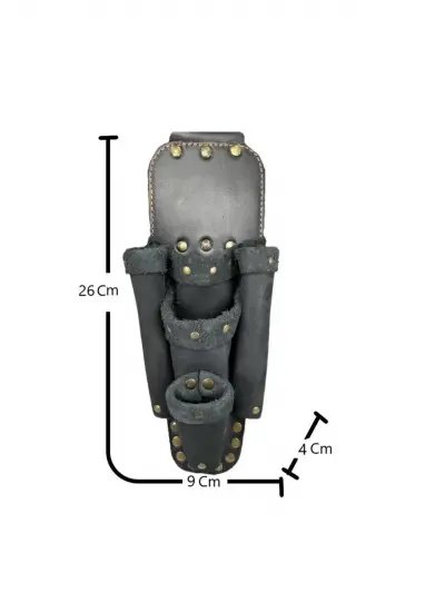 Hakiki Deri Ca102 Elektrikçi Teknisyen Bel Çantası Süet Siyah