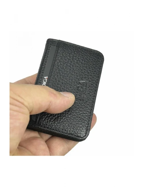 Diga 1169 Hakiki Deri Minimal Kartlık Siyah