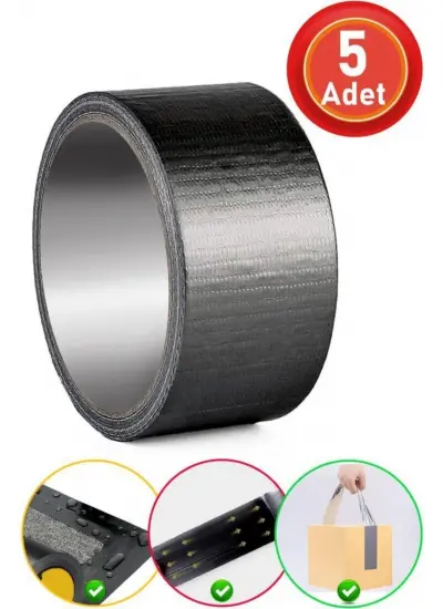 Bondit Güçlü Takviye Tamir Bandı Duct Tape Siyah 48x10 Metre 5 Adet