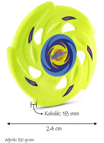 Frisbee Frizbi Fırlatma Diski Disk Atma Oyunu Çocuk Yetişkin Plaj Bahçe Oyuncak 24 Cm Neon