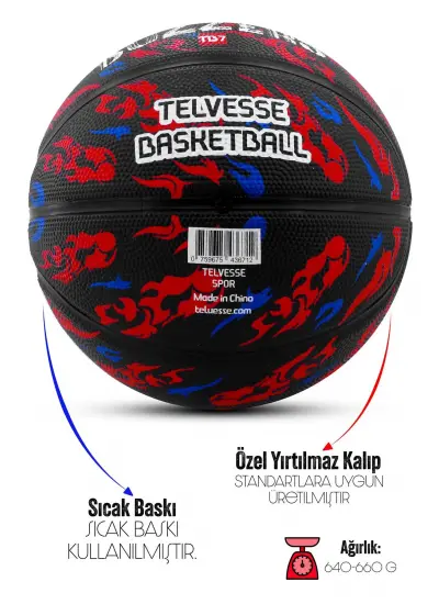 TB-500 Buzzers Basketbol Topu Pompalı Grafiti Kauçuk Dayanıklı Deep Channel Kabartma 7 NO