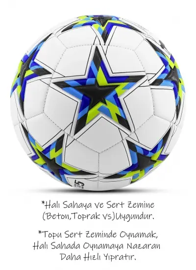 Orijinal Futbol Topu Şampiyonlar Ligi Pompalı Sert Zemin Halı Saha Futbol Topu No:5 Siyah 034