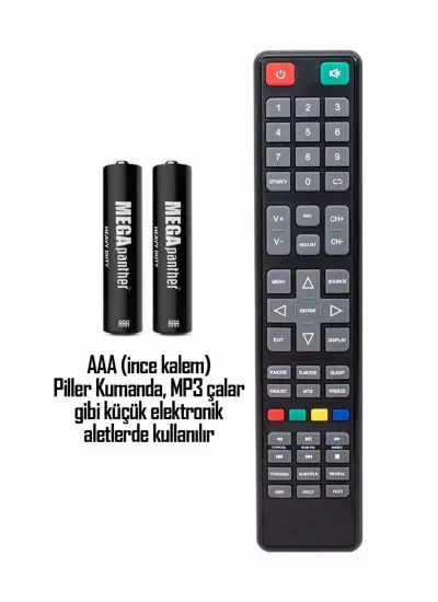 60lı AAA R03 İnce Kalem Pil Kumanda Pili Zn-C 1.5V