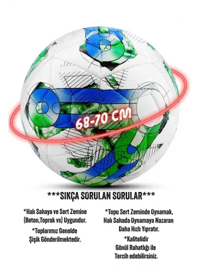 Futbol Topu Orbital Şişirme Pompalı Sert Zemin Halı Saha Futbol Topu Turuncu Hibrit No:5