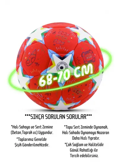 Futbol Topu Stars Pompalı Set Dayanıklı Sert Zemin Halı Saha Futbol Topu No:5 046