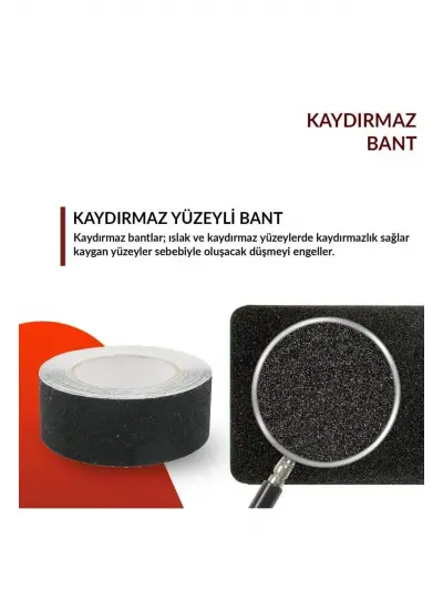 30 Mt Bondit Siyah Yapışkanlı Kaygan Zemin Bandı Basamak Merdiven Kaydırmaz Bant 50mm