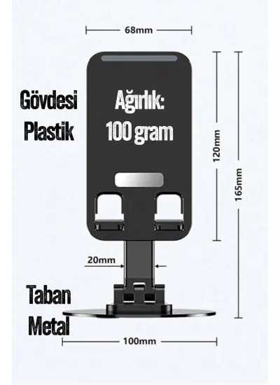 Kaliteli Katlanır 360° Dönen Ayarlı Telefon Tutucu Masaüstü Tablet Telefon Standı S014