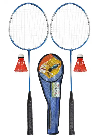 5'li Çantalı Set Badminton Raketi Seti 2 Raket + 2 Top + Çanta Amatör Çocuk-Genç Raket Top Seti 500