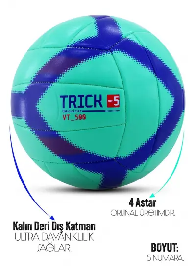 VT-500 Trick Voleybol Topu Pompalı Yumuşak Doku Semi-Pro İç-Dış Mekan Soft Touch No:5 270 g