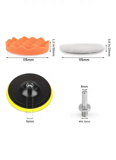 Polisaj Süngeri Seti Matkap Uyumlu Pasta Cila 115 Mm Parlatma Pedi Seti 11 Parça Oto Parlatıcı