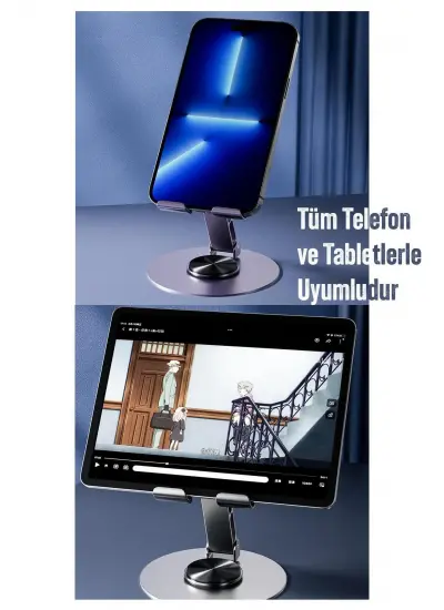 Ayarlanabilir Metal Katlanabilir Telefon Tutucu Tablet Standı Yüksek Kalite 360° S013