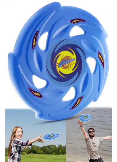 Frisbee Frizbi Fırlatma Diski Disk Atma Oyunu Çocuk Yetişkin Plaj Bahçe Oyuncak 24 Cm Mavi