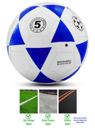 Meka Dayanıklı Kauçuk Futbol Topu Pompalı Set Tek Parça Üretim Soft Karışık Renk 380 Gram 5 Numara