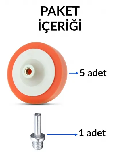 5+1 Set Polisaj Süngeri Turuncu Oto Pasta Cila Parlatma Pedi 150mm + Matkap Aparatı