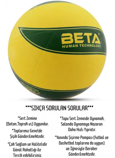 Voleybol Topu Pompalı Dahil Set Kauçuk Beta Dikişsiz Yekpare Üretim Yeşil