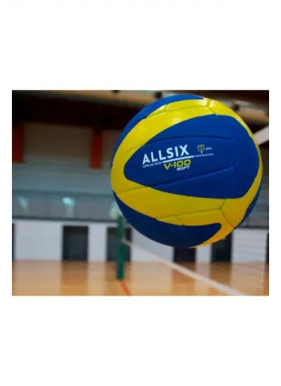 Allsix V100 Soft Sarı Lacivert Voleybol Topu 200 220gr Yeni Seri