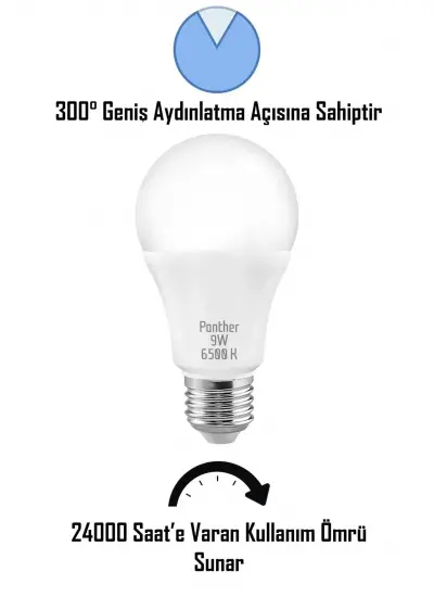 8 ADET 9W Beyaz LED E27 Ampul Tasarruflu Lamba 6500 K Beyaz Işık 800 Lümen 9W=60W