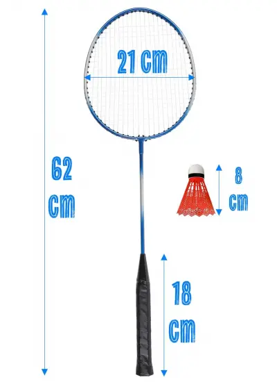 5'li Çantalı Set Badminton Raketi Seti 2 Raket + 2 Top + Çanta Amatör Çocuk-Genç Raket Top Seti 500