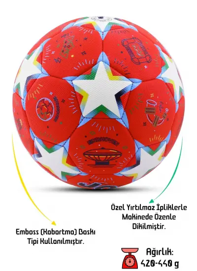 Futbol Topu Stars Pompalı Set Dayanıklı Sert Zemin Halı Saha Futbol Topu No:5 046