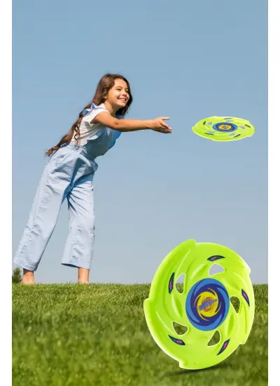 Frisbee Frizbi Fırlatma Diski Disk Atma Oyunu Çocuk Yetişkin Plaj Bahçe Oyuncak 24 Cm Neon